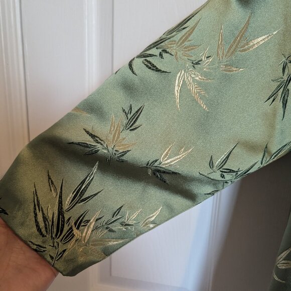 Handmade Chinoserie | Asian Jacket |  Jade Brocade w/ Gold Reversible Open front - Picture 6 of 7